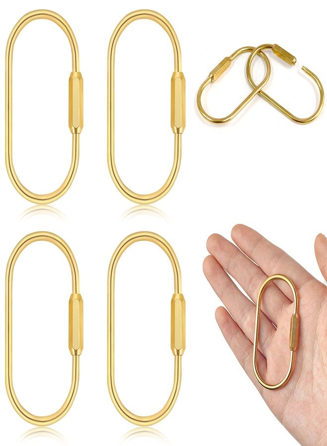 TKYZMS 4-Piece Brass Screw Lock Keychain Set,Gold Carabiner Key Rings,Universal Key Fob Holder for Men & Women - Perfect for Hanging Crafts and Various Keys - Image 1